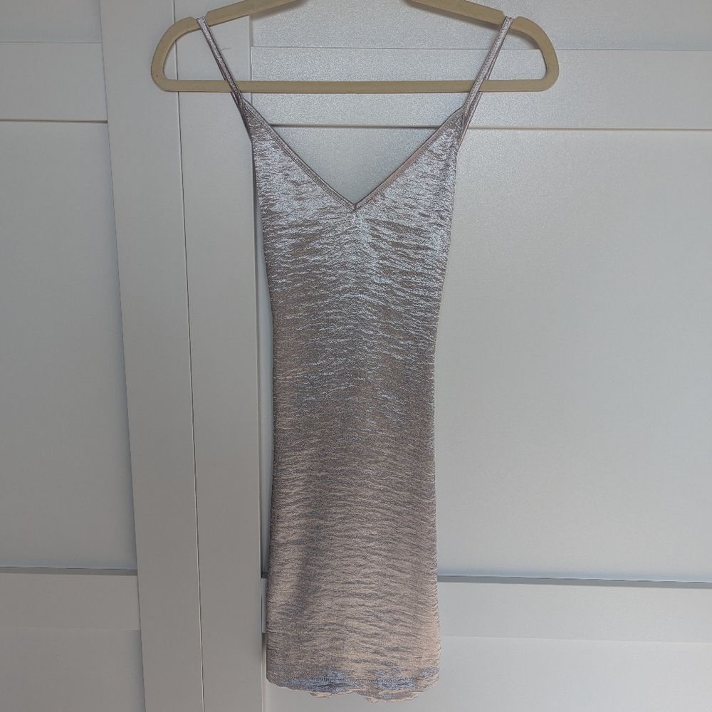 Silver Metallic Slip Dress Size Small